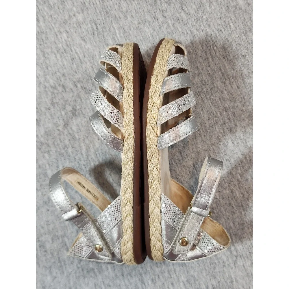 UGG Sandals Toddler Girls 11 Silver Metallic Glitter Espadrille F16018A